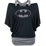 2in1 Women's Loose Dolman Sleeve Fitness Shirt