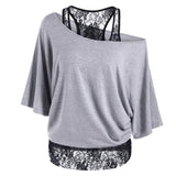 2in1 Women's Loose Dolman Sleeve Fitness Shirt
