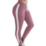 High Waist Ribbed Knit Striped Sweatpants