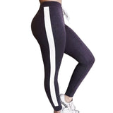 High Waist Ribbed Knit Striped Sweatpants