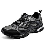 Men Cow Split Mesh Sport  Lace Up Shoes