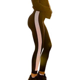 High Waist Ribbed Knit Striped Sweatpants