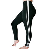High Waist Ribbed Knit Striped Sweatpants