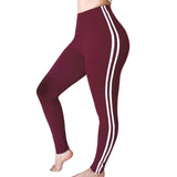 High Waist Ribbed Knit Striped Sweatpants
