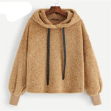 Plain Faux Fur Workout  Hoody